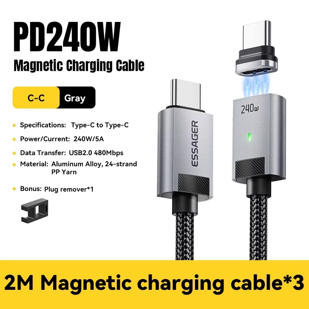 240W Magnetic USB-C to USB-C Charging Cable