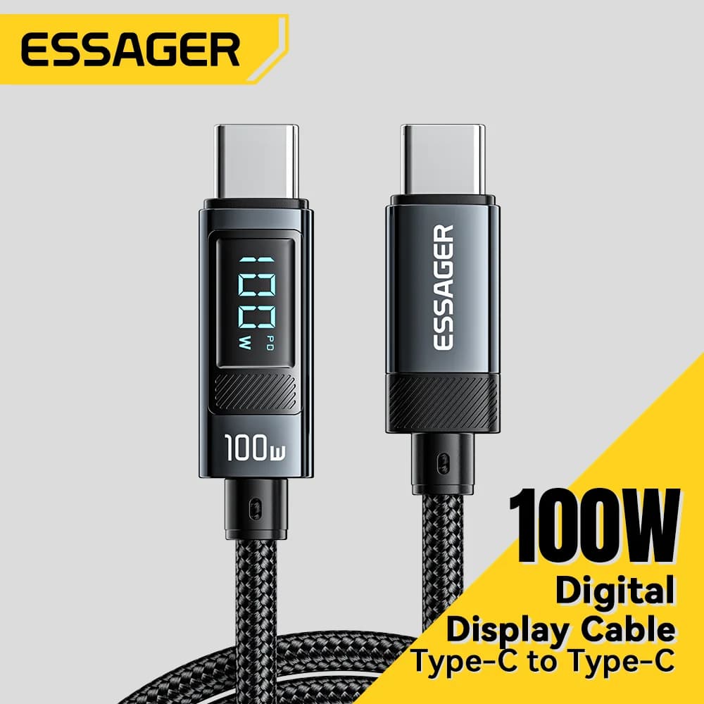 100W USB Type-C Cable with 90° Angle and LED Display