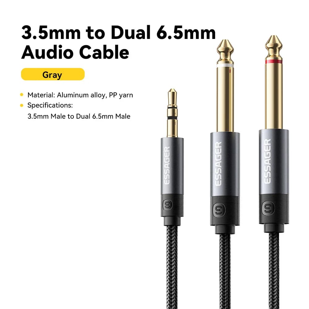 3.5mm to Dual 6.35mm Stereo Audio Adapter Cable