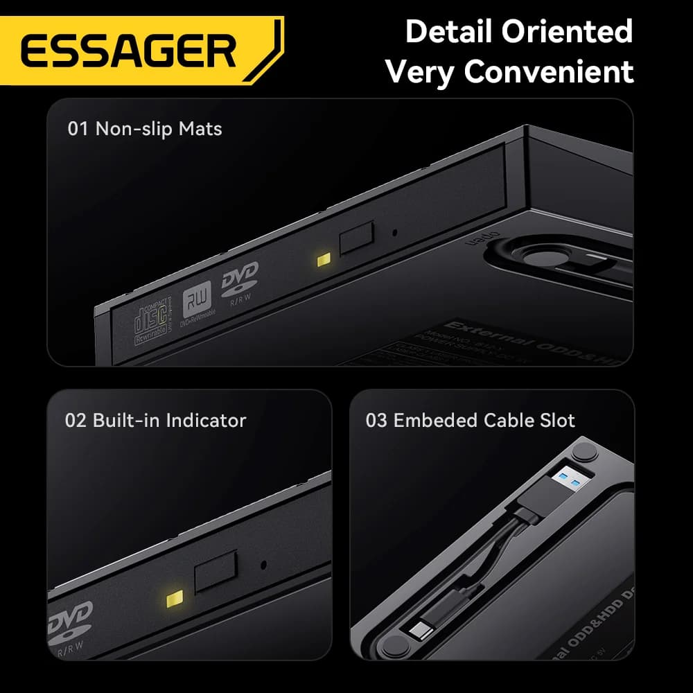 2-in-1 External USB CD/DVD Burner Optical Drive
