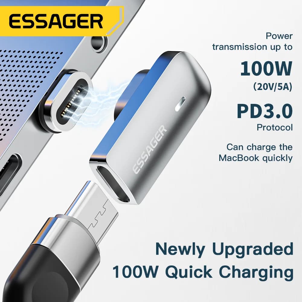 100W Magnetic USB-C OTG Adapter 4K@60Hz