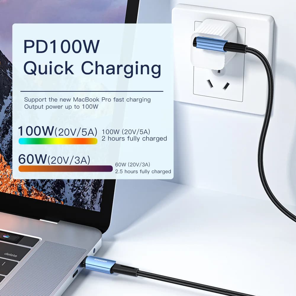100W 90-Degree USB-C to USB-C Fast Charging Cable