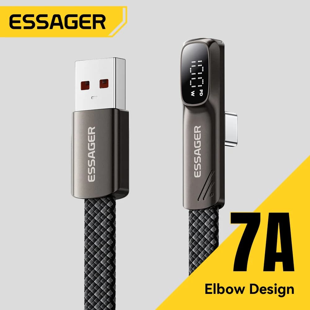 7A 100W Elbow USB-C Cable with Digital Display