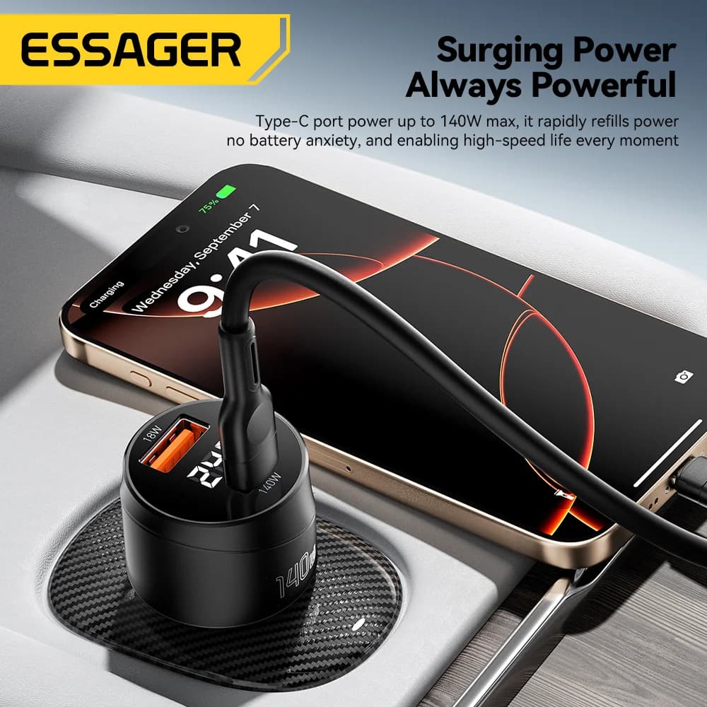 140W USB-C Car Charger with PD 3.1 Fast Charging