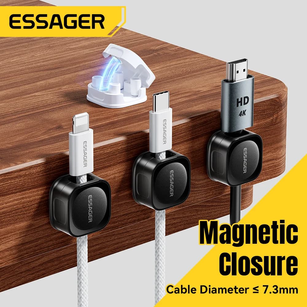 Magnetic Adjustable Cable Clips for Desk Organization