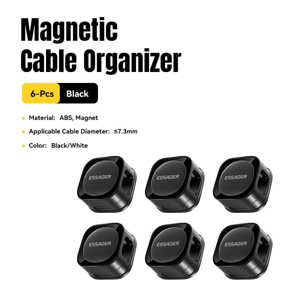 Magnetic Adjustable Cable Clips for Desk Organization