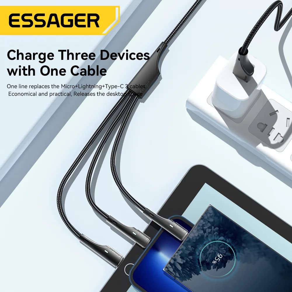 3-in-1 Multi Charging Cable USB-C Micro USB Lightning