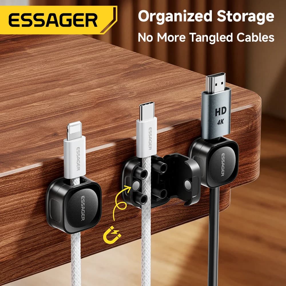Magnetic Adjustable Cable Clips for Desk Organization