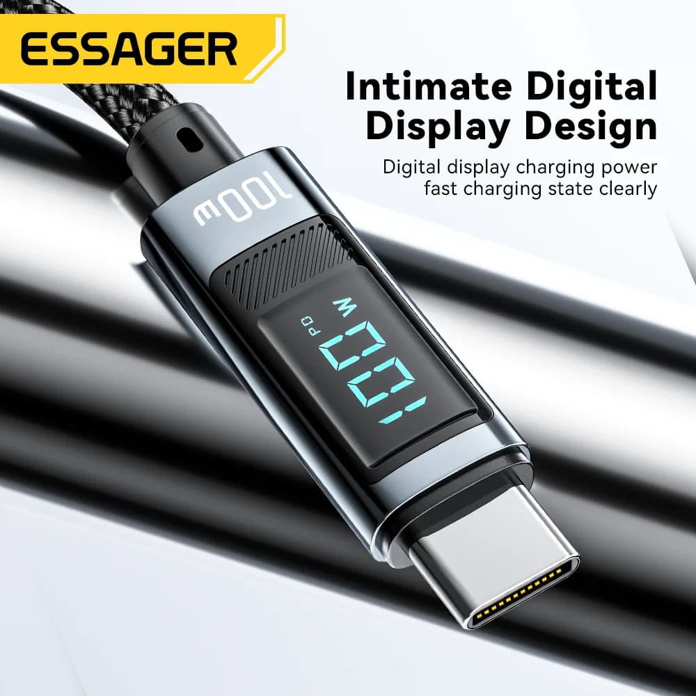 100W USB Type-C Cable with 90° Angle and LED Display