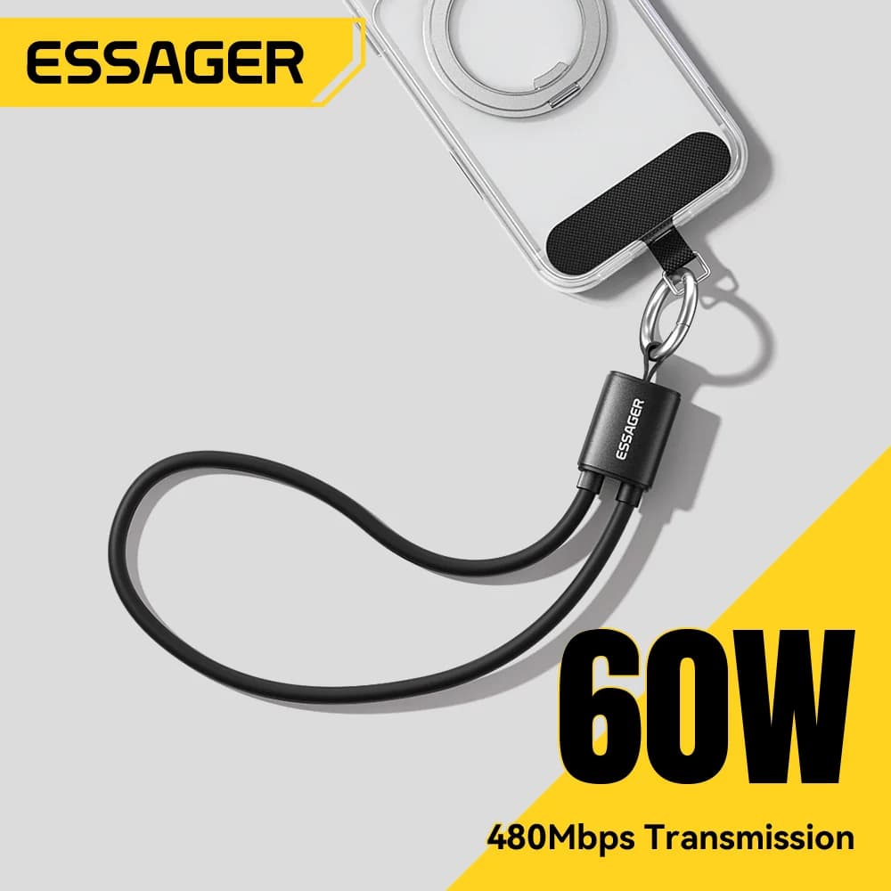 60W Short USB-C to USB-C Lanyard Cable