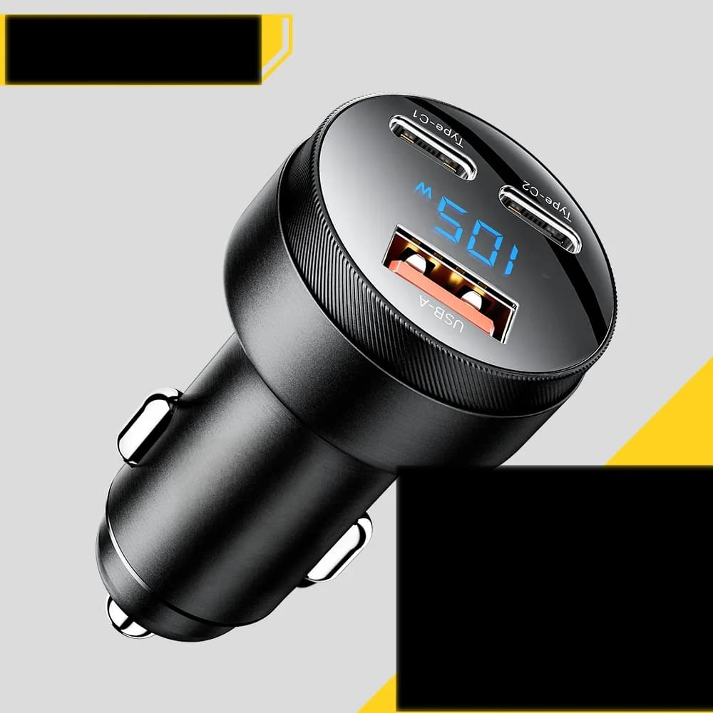 105W USB Car Charger QC4.0 PD Fast Charging