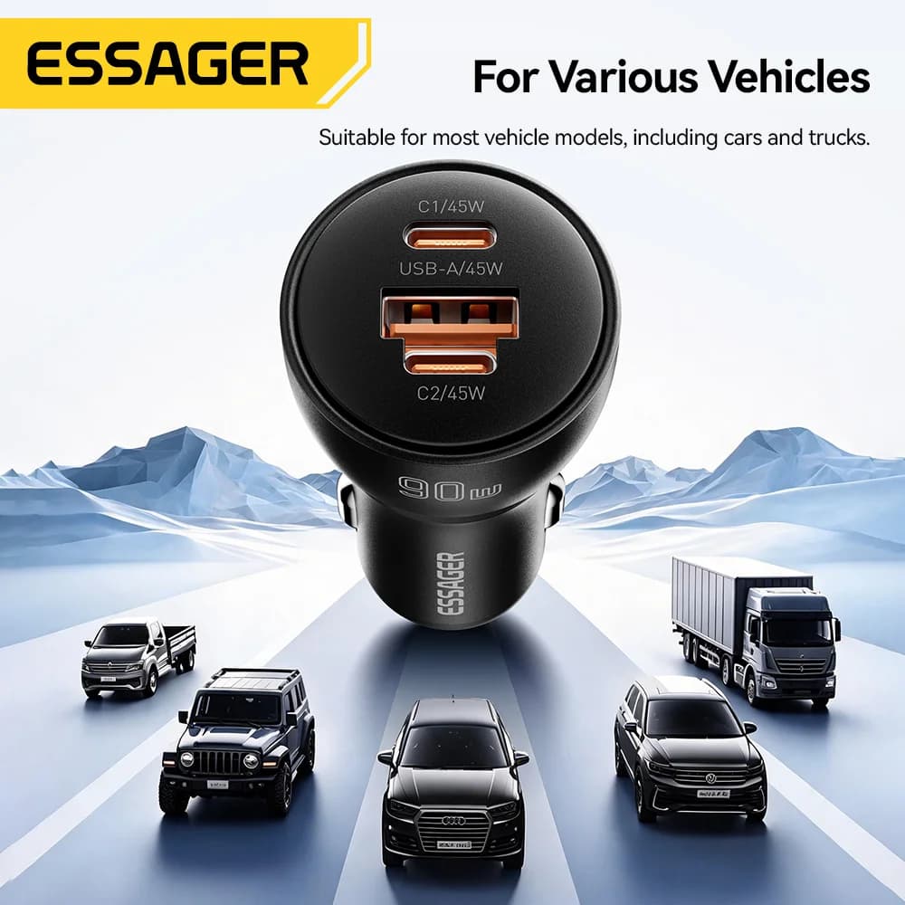 90W USB Type-C PD Fast Car Charger