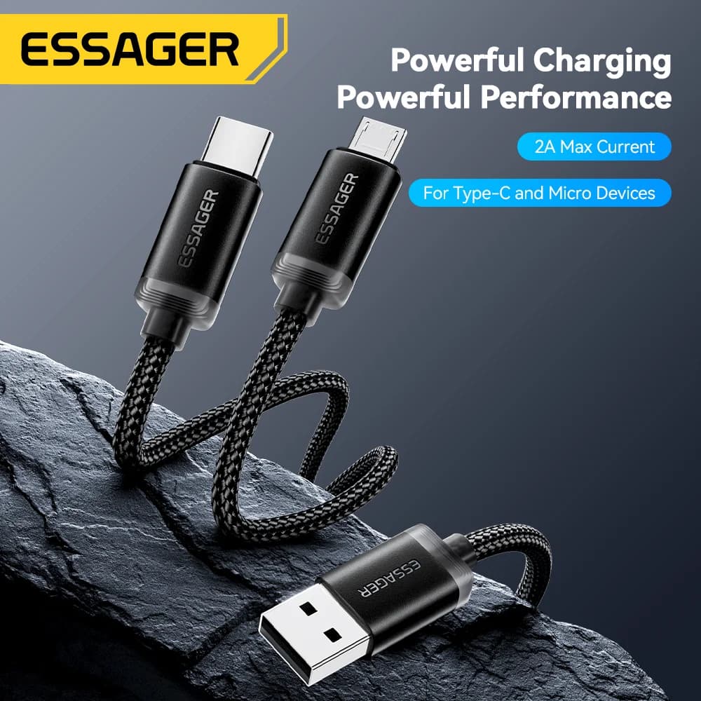 2-in-1 USB Type-C and Micro USB Fast Charging Cable