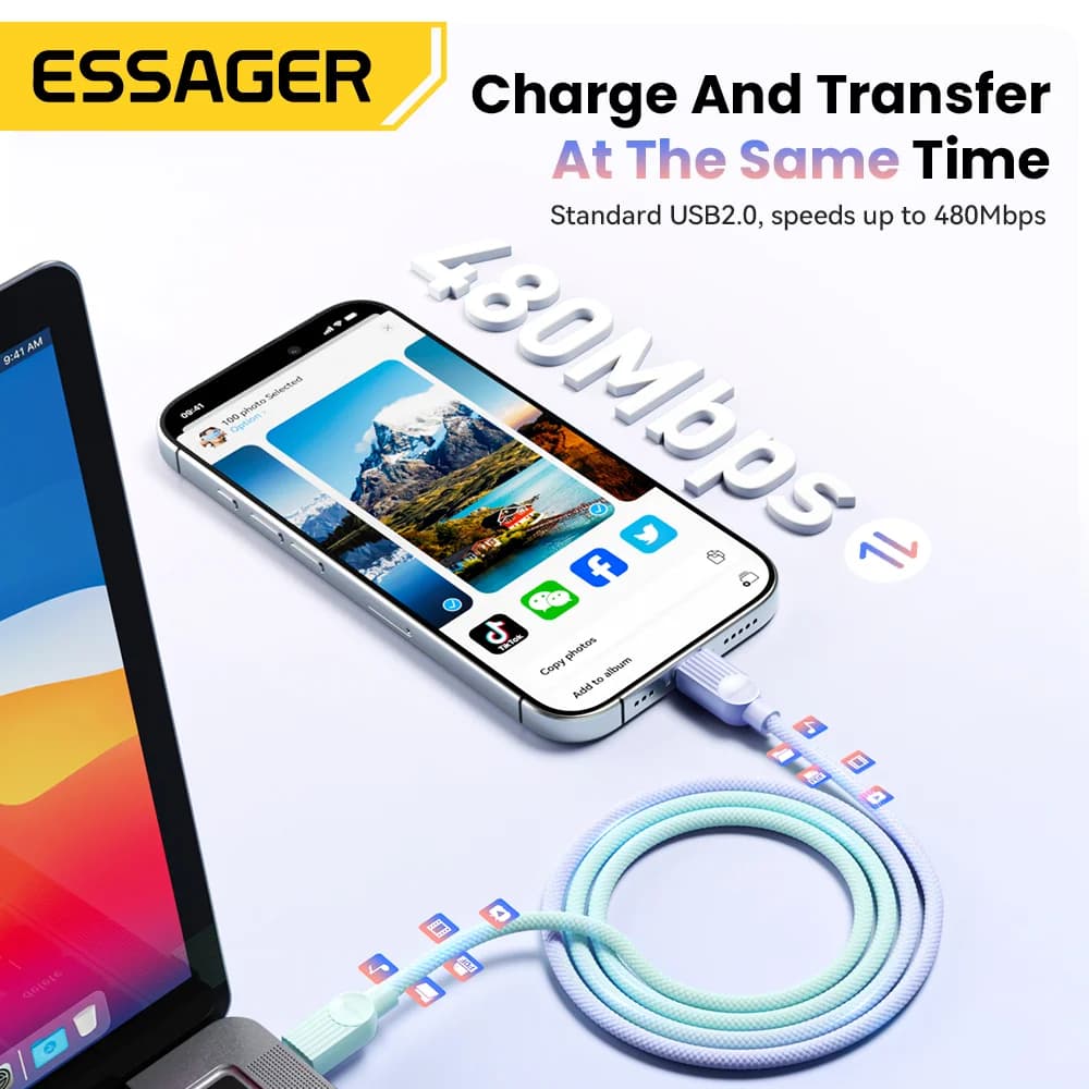 60W Color USB-C to USB-C Fast Charging Cable