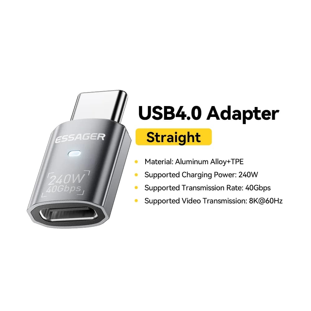 USB4.0 240W 90-Degree OTG Data Adapter 8K