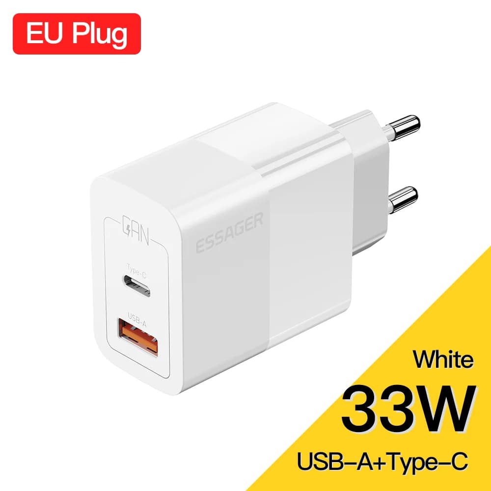 30W Dual Port USB-C Wall Charger with QC 3.0