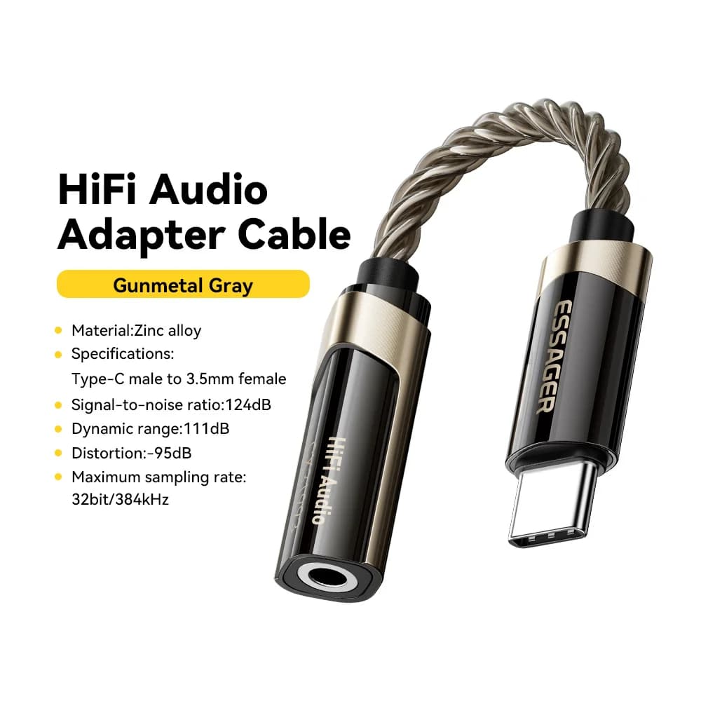 HiFi USB-C to 3.5mm Headphone Audio Adapter