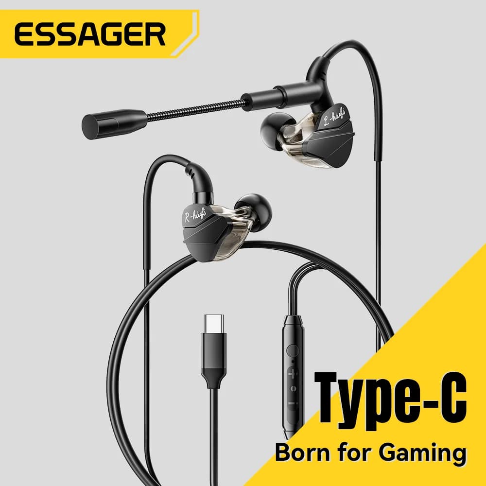Wired Gaming Earphones with Microphone USB-C/3.5mm