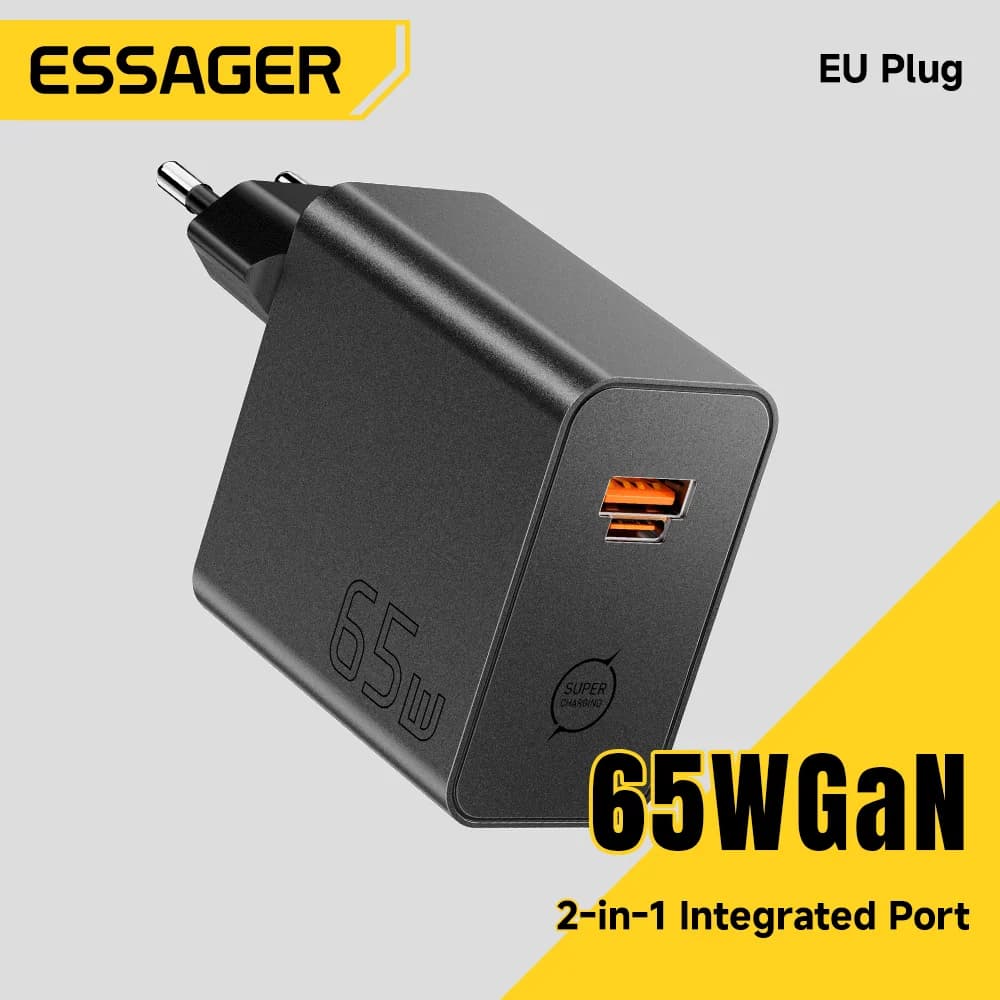 65W GaN 2-in-1 USB Type-C Fast Charger