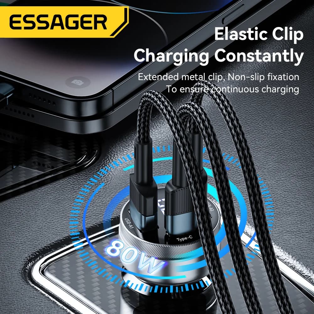 80W Dual USB-C PD Car Charger