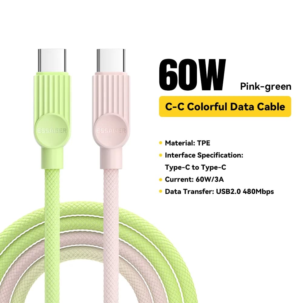 60W Color USB-C to USB-C Fast Charging Cable