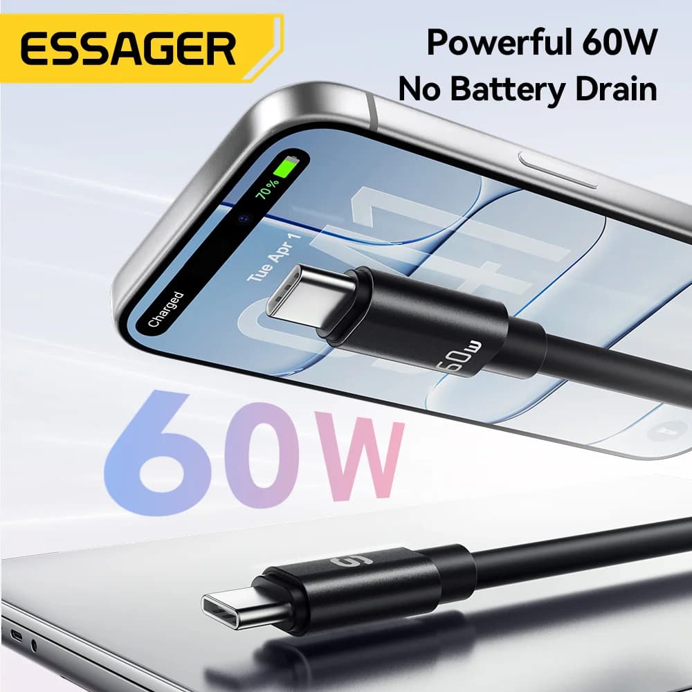 60W Short USB-C to USB-C Lanyard Cable