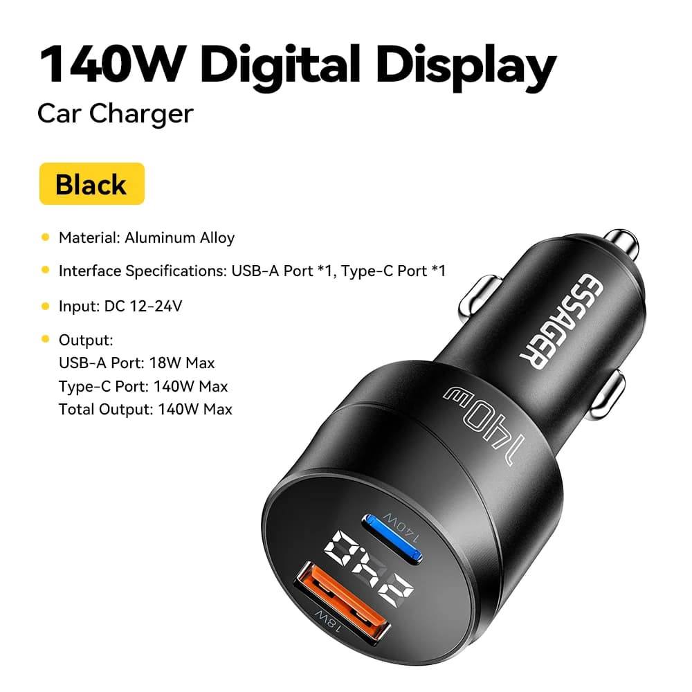 140W USB-C Car Charger with PD 3.1 Fast Charging