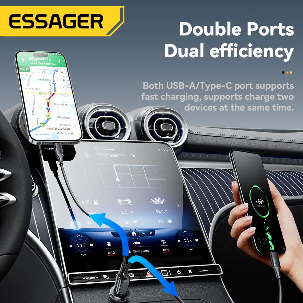 45W Mini USB-C Car Charger, QC 3.0