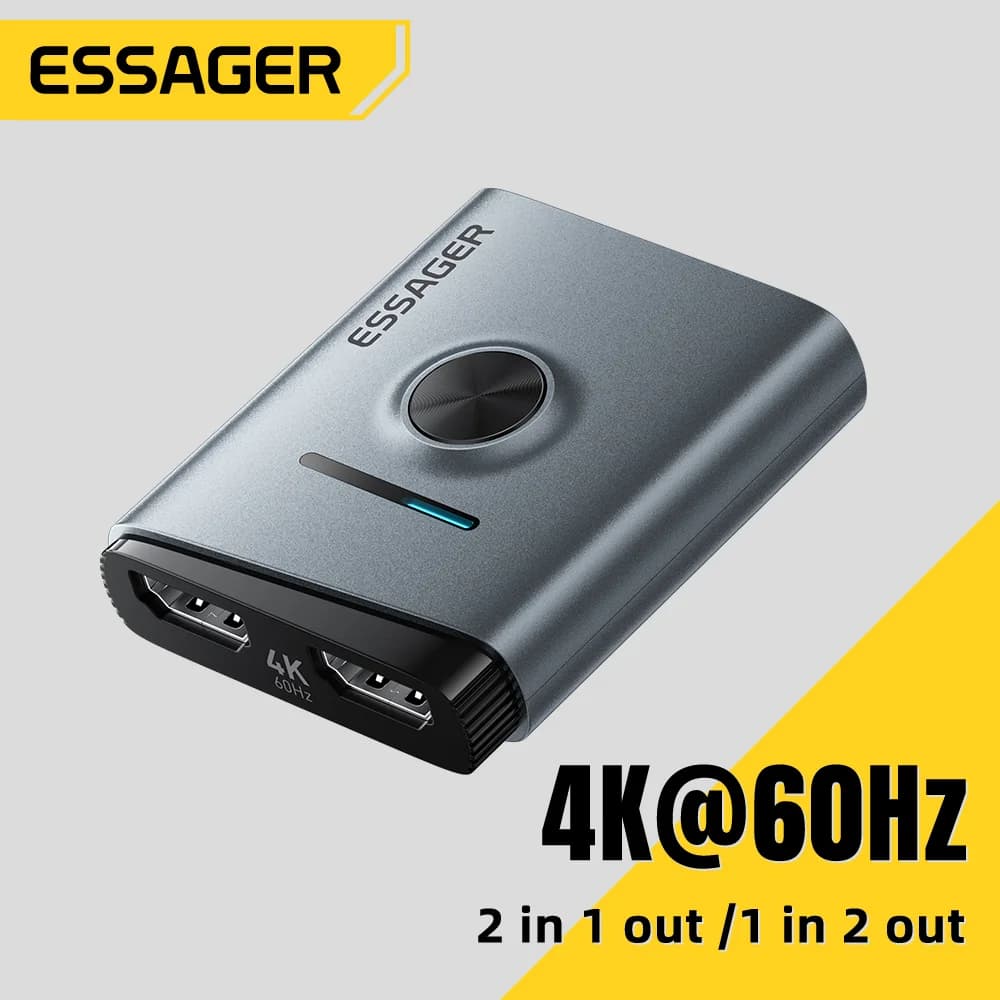 4K 60Hz HDMI Switcher 2-in-1 Splitter Adapter
