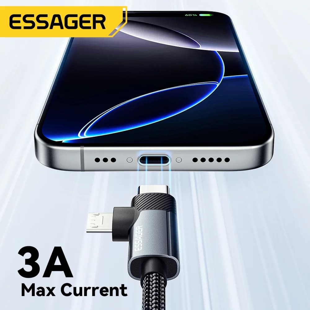 2-in-1 65W PD Fast Charging Cable Type-C/USB-A to Micro