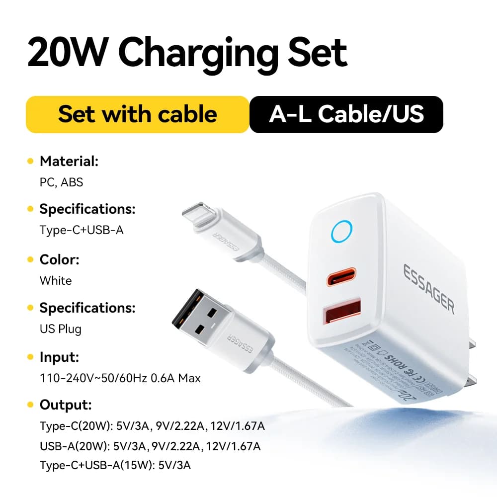20W USB-C PD Fast Charger Set