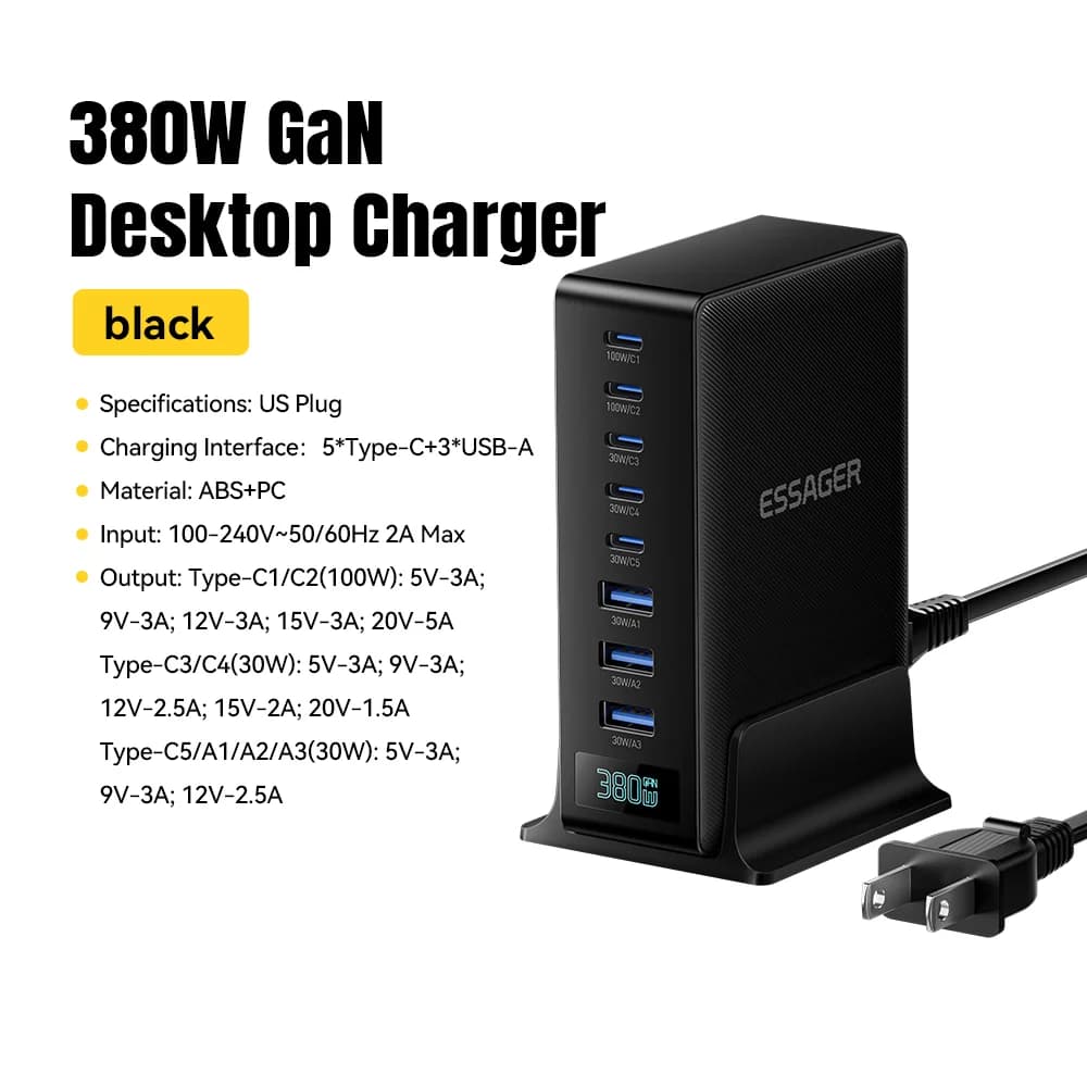 380W 8-in-1 GaN Desktop Charger Stand