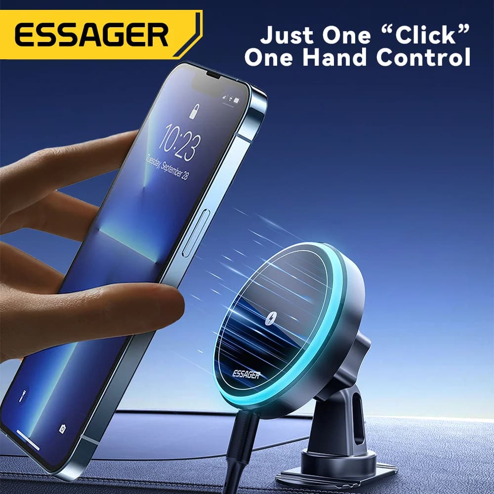 15W Magnetic Wireless Car Charger Mount with LED