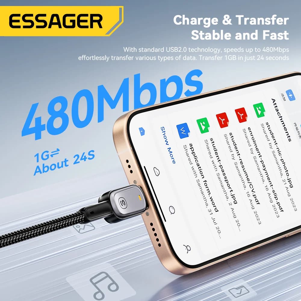 LED 100W USB-C to USB-C Cable, 5A PD Fast Charging