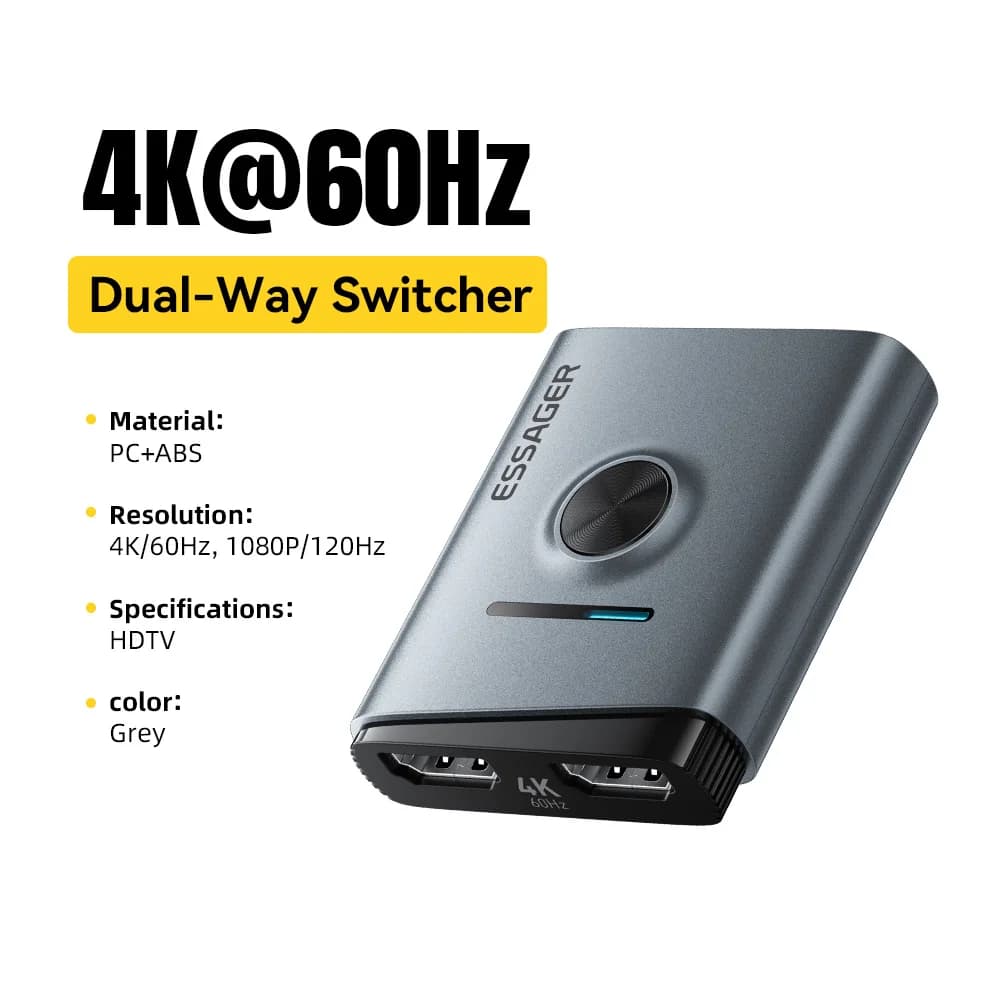 4K 60Hz HDMI Switcher 2-in-1 Splitter Adapter
