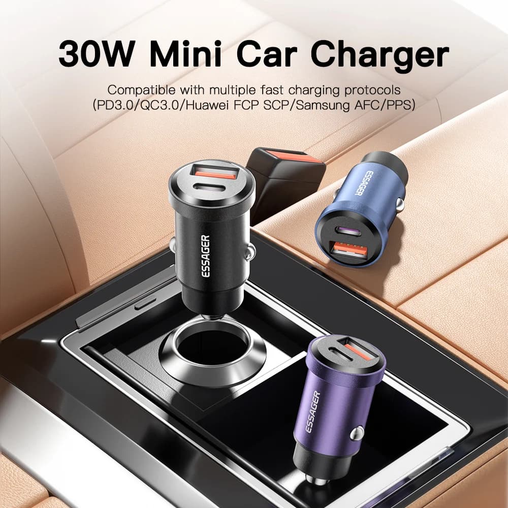 30W USB-C Car Charger, Quick Charge 4.0