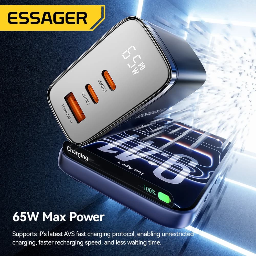 65W GaN USB-C Charger with Digital Display