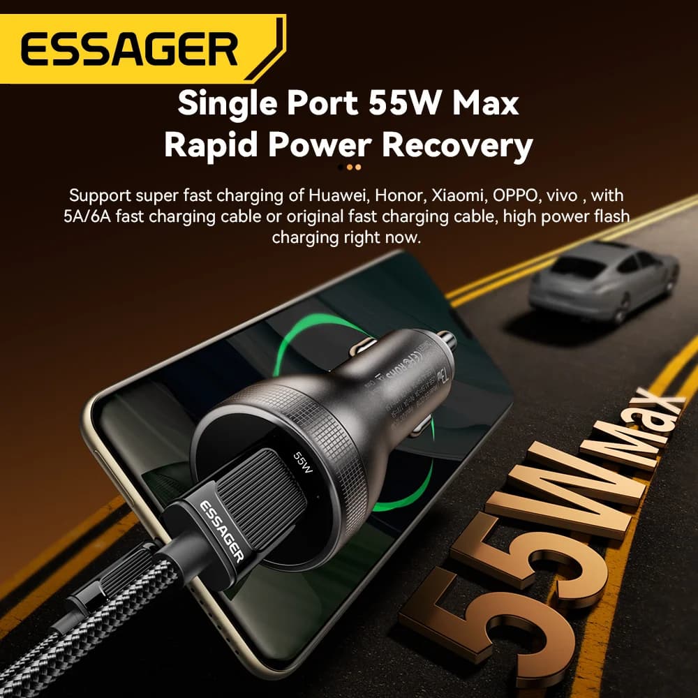 73W USB-C Car Charger with Digital Display