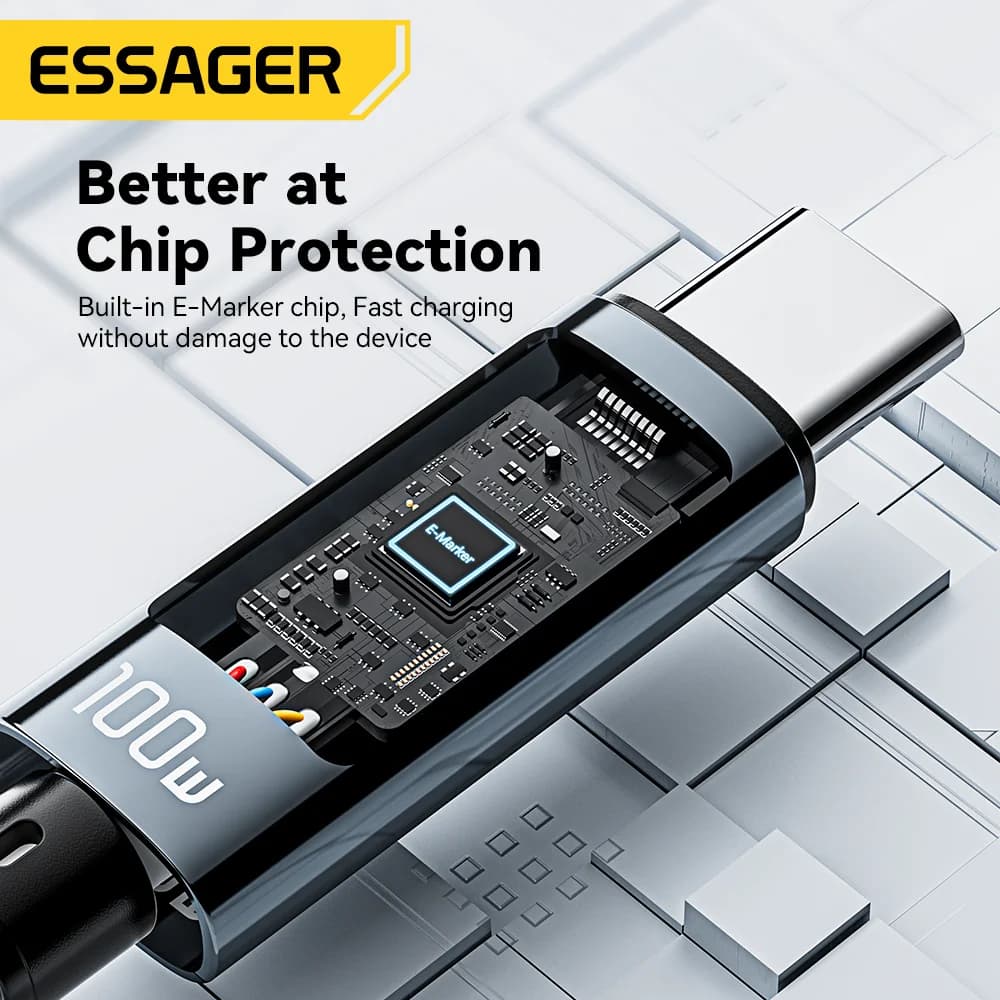 100W USB Type-C Cable with 90° Angle and LED Display