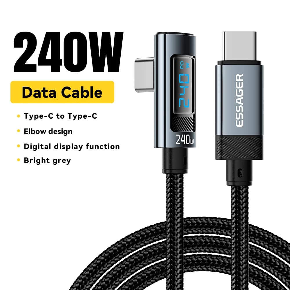 240W 90-Degree Angle USB-C to USB-C Cable