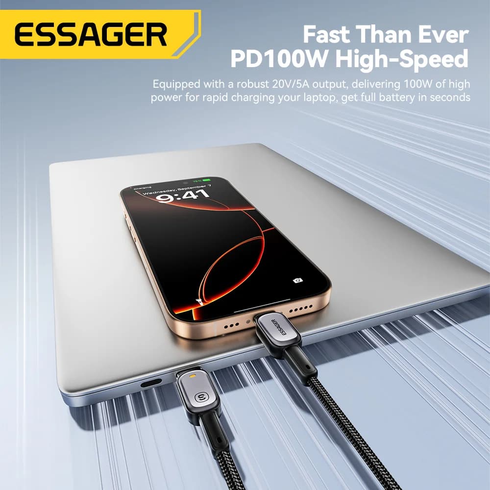 LED 100W USB-C to USB-C Cable, 5A PD Fast Charging