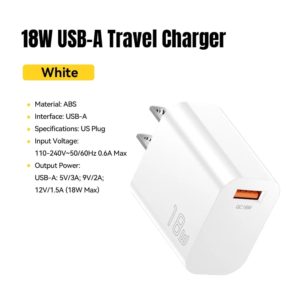 18W USB-A QC 3.0 Fast Wall Charger