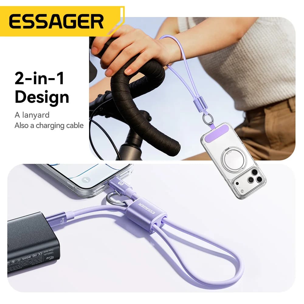 60W Short USB-C to USB-C Lanyard Cable
