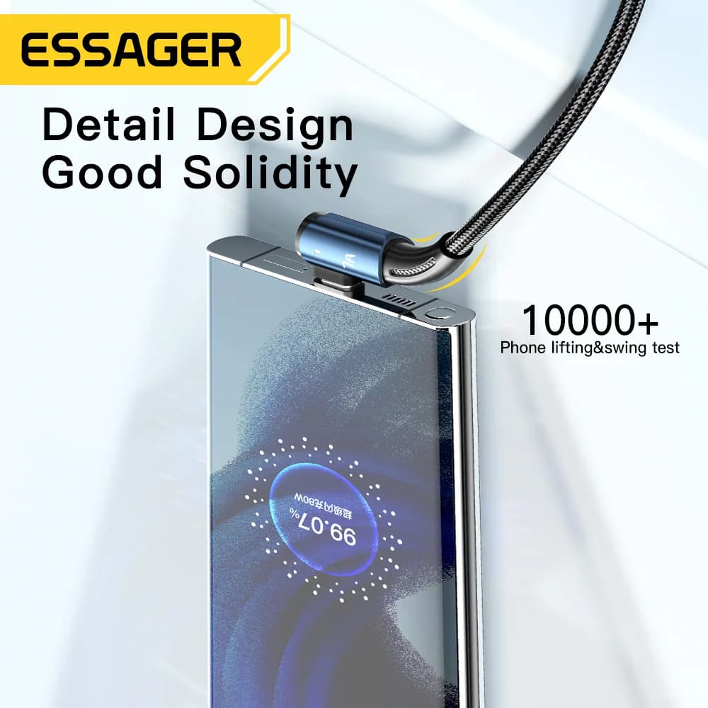 7A USB Type-C Cable with 90° Angle and 100W Charging