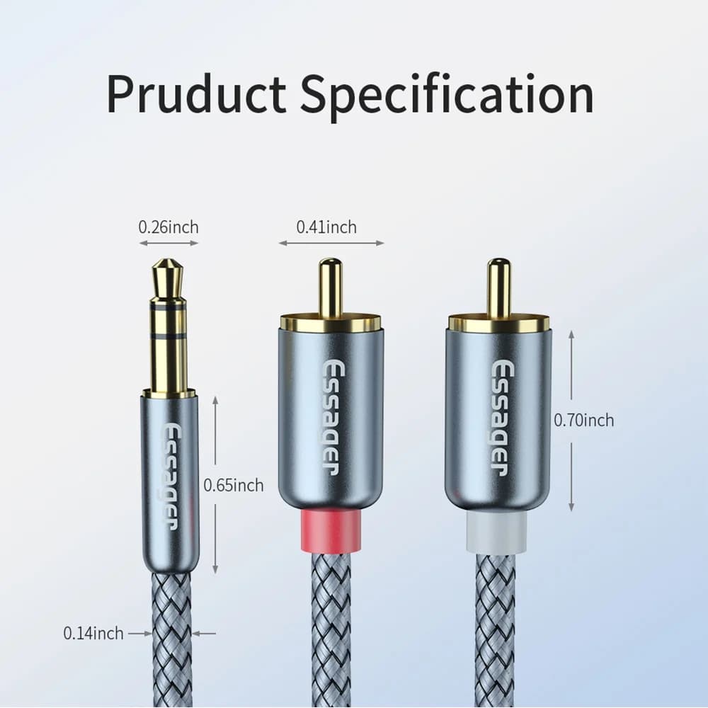 3.5mm Jack to Dual RCA Male Audio Splitter Cable