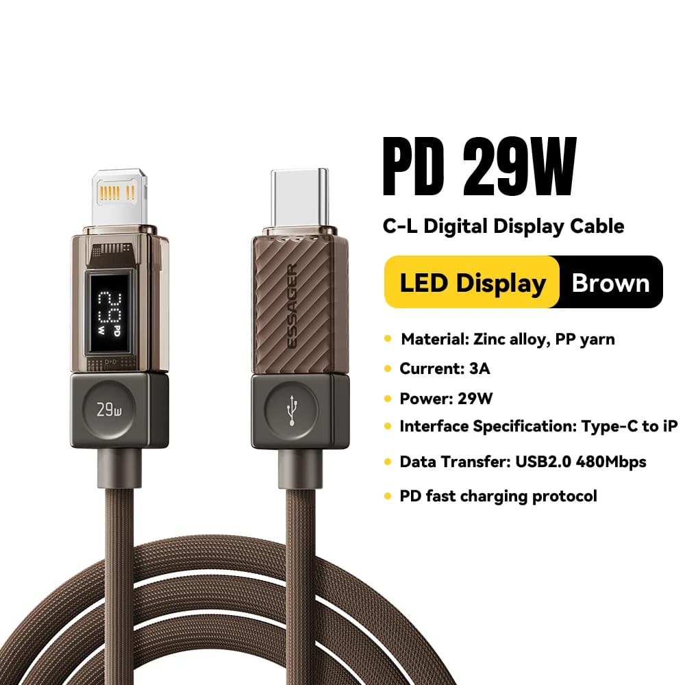 USB-C to Lightning Cable with Digital Display