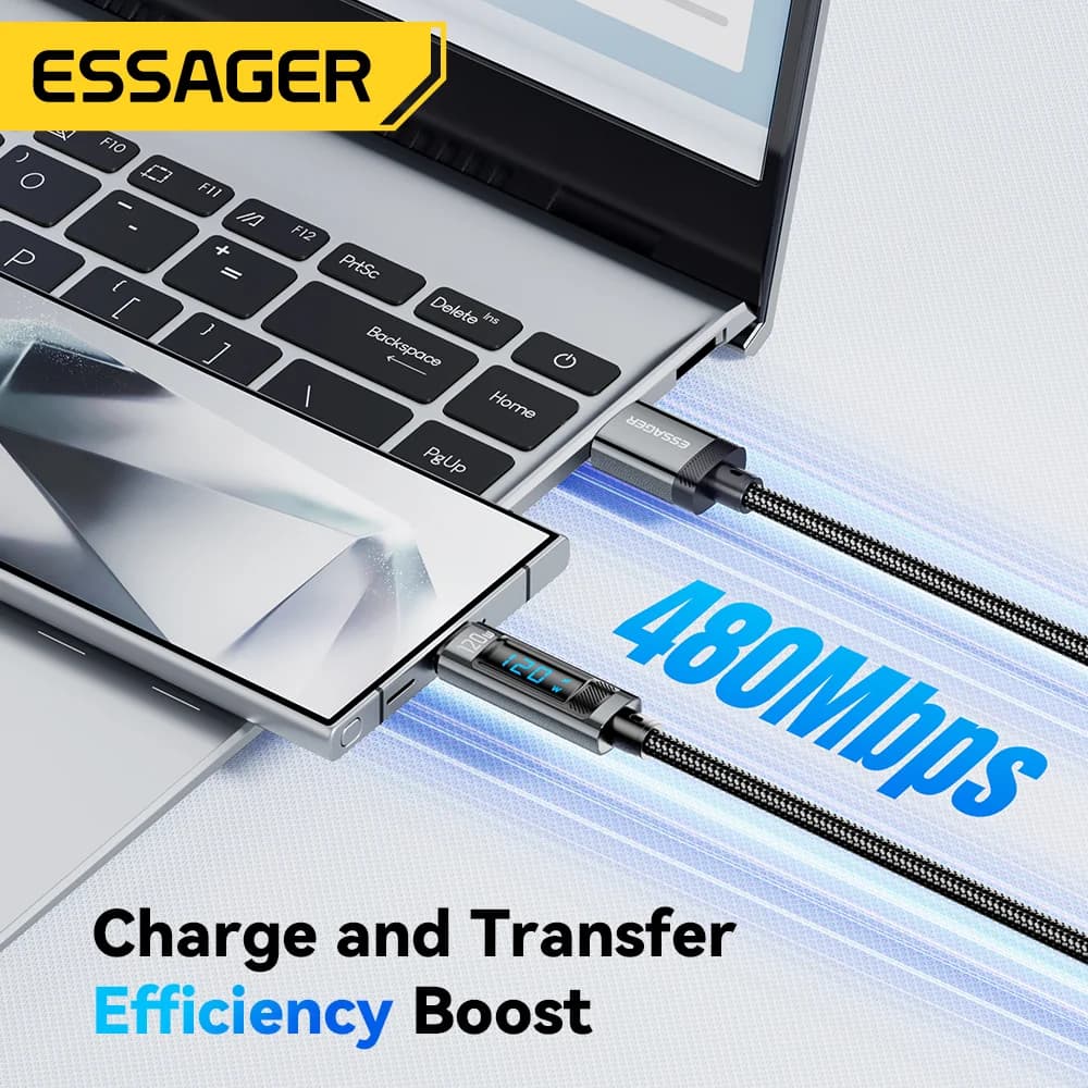 120W USB-C Fast Charging Cable with LED Display