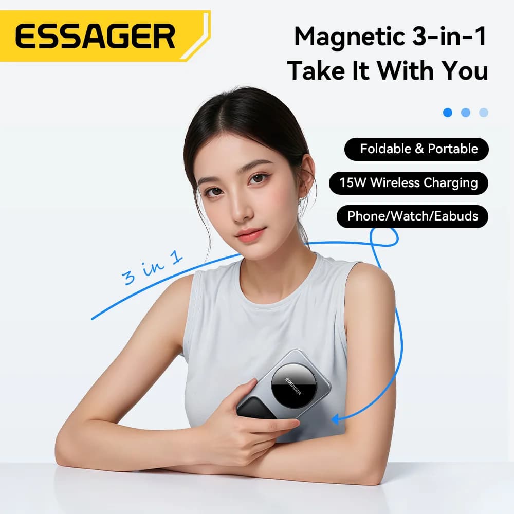 15W 3-in-1 Foldable Magnetic Wireless Charging Station