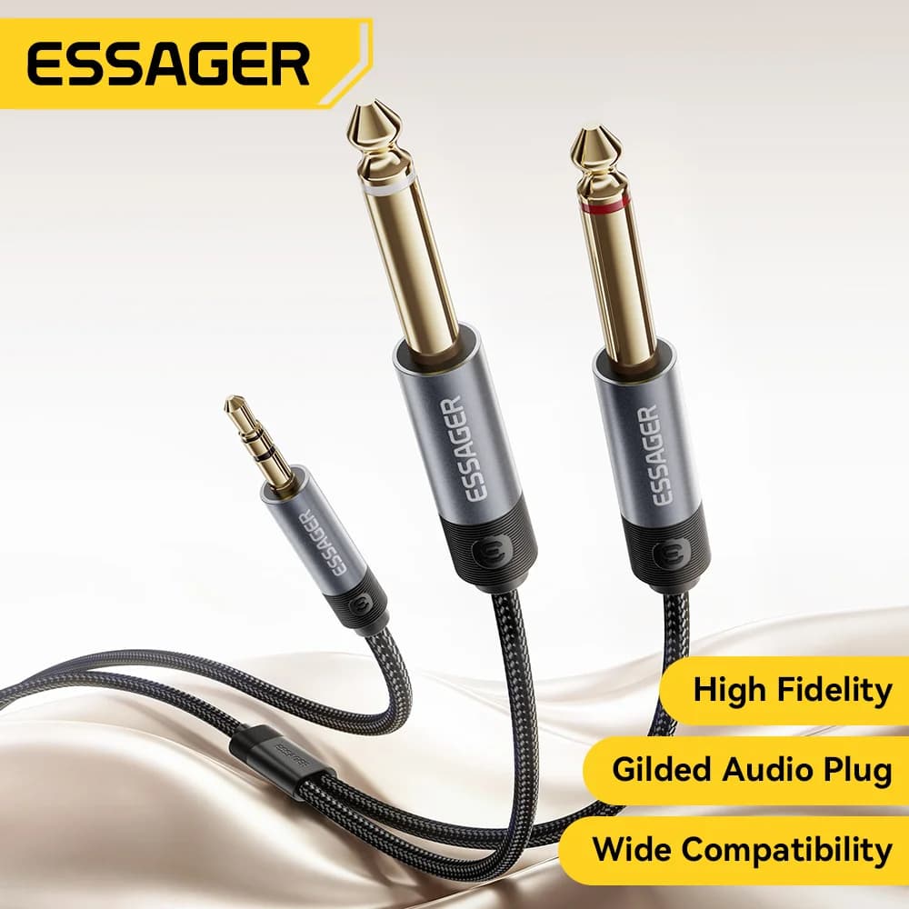 3.5mm to Dual 6.35mm Stereo Audio Adapter Cable