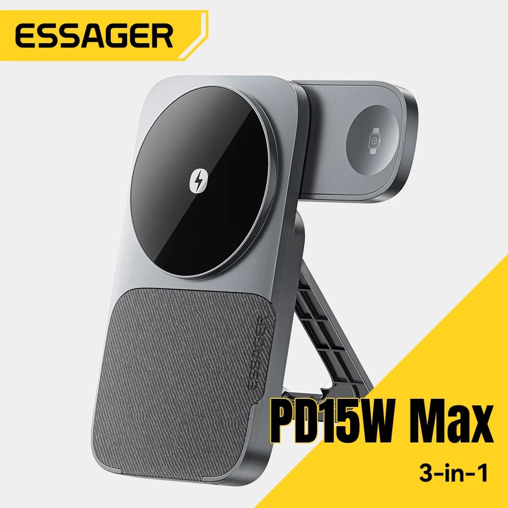 3-in-1 Foldable 15W Magnetic Wireless Charger Stand
